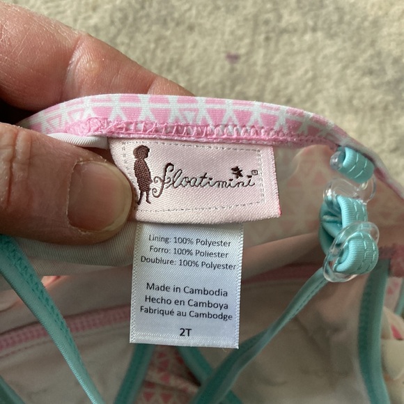 Clearance floatmini light pink and blue with flower bathing suit - Picture 3 of 3